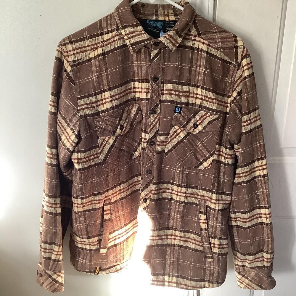 Blizzard entertainment gear Yellow brown white Size medium m Flannel plaid shirt